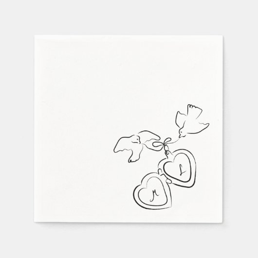 Aangepaste Hand Getrokken Wedding Sketch Cocktail Servet (Voorkant)