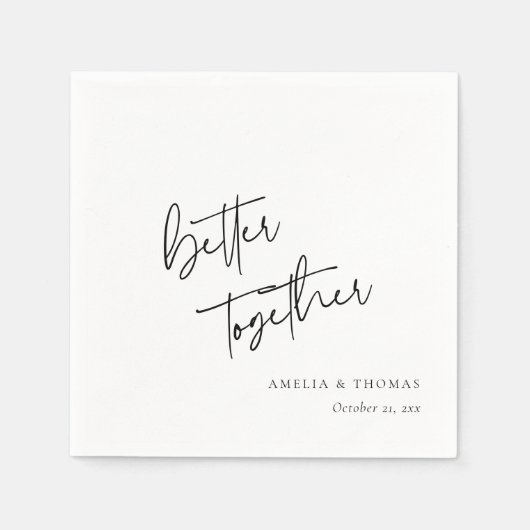 Aangepaste Hand-Lettered Better Together bruiloft Servet (Voorkant)