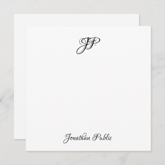 Aangepaste Hand Script Monogram Eenvoudig geperson Notitiekaartje (Voorkant / Achterkant)