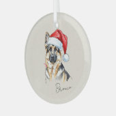 Aangepaste Hand Tekening Duitse Herder Portret Glas Ornament (Voorkant links)