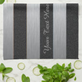 Aangepaste handdoek met zwarte & zilveren strips (Gevouwen)