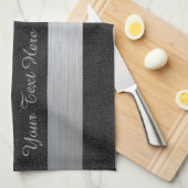 Aangepaste handdoek met zwarte & zilveren strips (Quarter Fold)