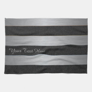 Aangepaste handdoek met zwarte & zilveren strips