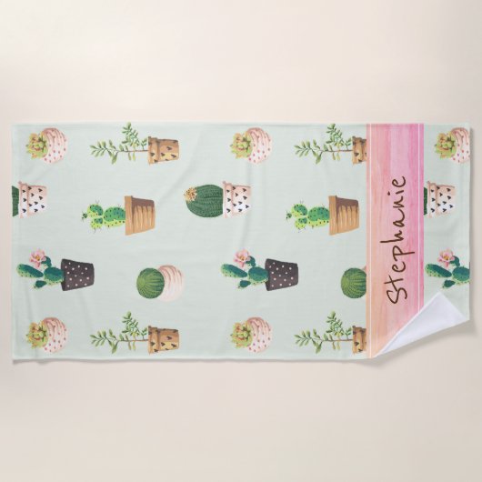 Aangepaste handdoek voor Cactus Print Beach (Voorkant)
