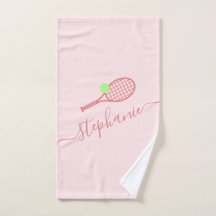 Aangepaste handdoek voor roze tennishandschrift