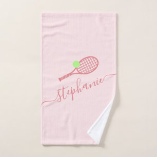 Aangepaste handdoek voor roze tennishandschrift