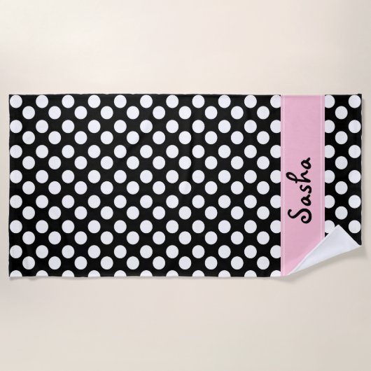 Aangepaste handdoek voor zwarte en witte poka-dots (Voorkant)