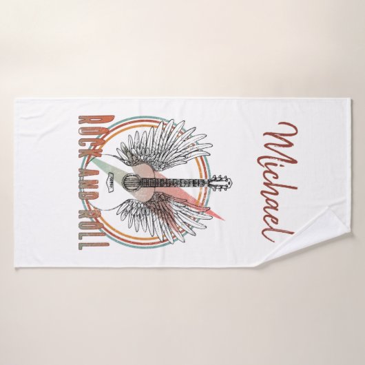 Aangepaste handdoeken, rots, gitaren badhanddoek (Badhanddoek)