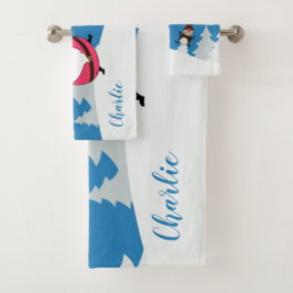 Aangepaste handdoekset voor kerstman en rendier bad handdoek