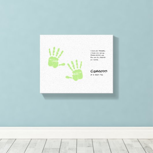 Aangepaste handdrukkunst van kind met naam, gedich canvas afdruk (Insitu (Houten vloer))