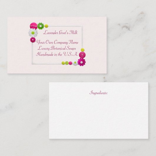 Aangepaste Handgemaakte Luxe Bloemen Lijst Zeep In Visitekaartje (Voorkant / Achterkant)