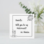 Aangepaste handgeschreven Disco Bridesmaid voorste Feestdagenkaart (Staand voorkant)