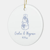 Aangepaste handgeschreven Franse blauwe Doodle bru Keramisch Ornament (Links)