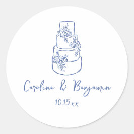 Aangepaste handgeschreven Franse blauwe Doodle bru Ronde Sticker