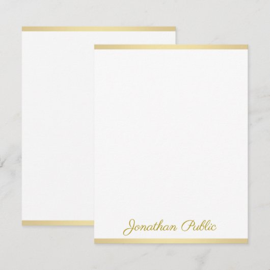 Aangepaste handgeschreven gouden script tekst Sjab Notitiekaartje (Voorkant / Achterkant)