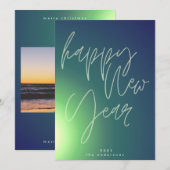 Aangepaste handgeschreven Happy Nieuwjaar gradiënt Feestdagenkaart (Voorkant / Achterkant)