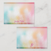 Aangepaste handgeschreven monogram abstracte sjabl notitiekaartje (Voorkant / Achterkant)