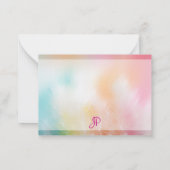 Aangepaste handgeschreven monogram abstracte sjabl notitiekaartje (Achterkant)