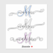 Aangepaste handgeschreven monogram kalligrafie sticker (Vel)