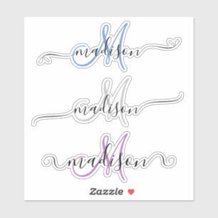 Aangepaste handgeschreven monogram kalligrafie sticker