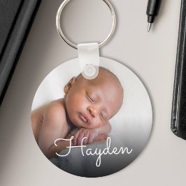Aangepaste  handgeschreven naam Baby Foto Sleutelhanger