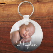 Aangepaste  handgeschreven naam Baby Foto Sleutelhanger (Voorkant)