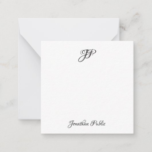 Aangepaste Handgeschreven Script Monogram Eenvoudi Notitiekaartje (Voorkant)