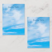 Aangepaste handgeschreven scriptnaam blauwe hemelc notitiekaartje (Voorkant / Achterkant)