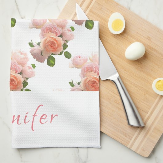 Aangepaste handgeschreven Waterverf roze Script Ro Theedoek (Quarter Fold)