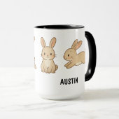 Aangepaste handgetekende knuffel konijn koffie mok (Voorkant rechts)