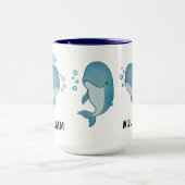 Aangepaste handgetekende leuke walvis koffiemok mok (Midden)