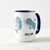 Aangepaste handgetekende leuke walvis koffiemok mok (Voorkant rechts)