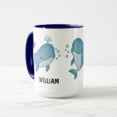 Aangepaste handgetekende leuke walvis koffiemok mok (Voorkant links)