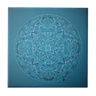 Aangepaste handgetrokken blauwe mandala tegeltje