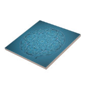 Aangepaste handgetrokken blauwe mandala tegeltje (Zijkant)