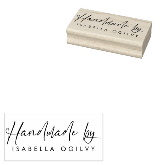 Aangepaste "Handmade by" Rubber Stamp – Elegant Sc Rubberstempel (Gestempeld)