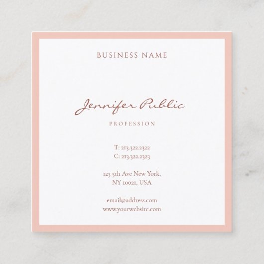 Aangepaste handschrift Script tekst Modern Elegant Vierkante Visitekaartje (Achterkant)