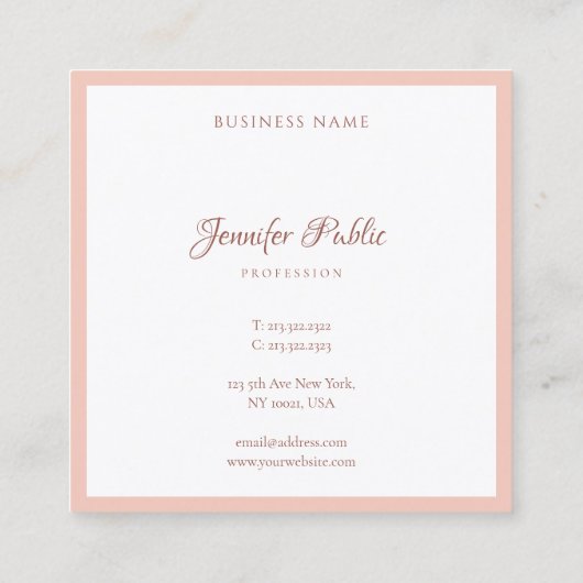 Aangepaste handscripttekst Moderne eenvoudige Sjab Vierkante Visitekaartje (Achterkant)