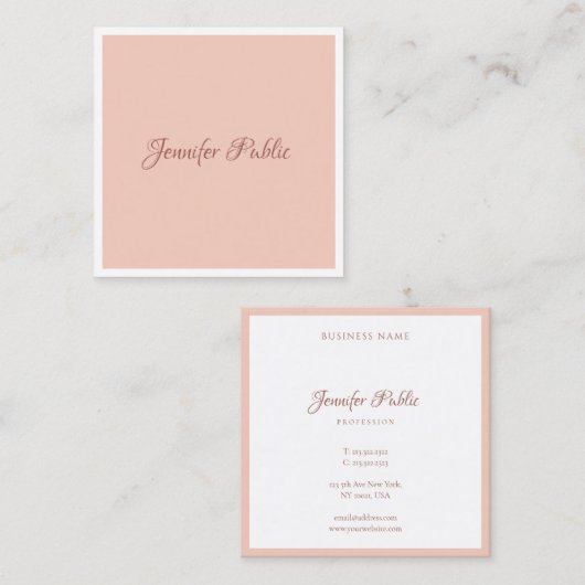 Aangepaste handscripttekst Moderne eenvoudige Sjab Vierkante Visitekaartje (Voorkant / Achterkant)