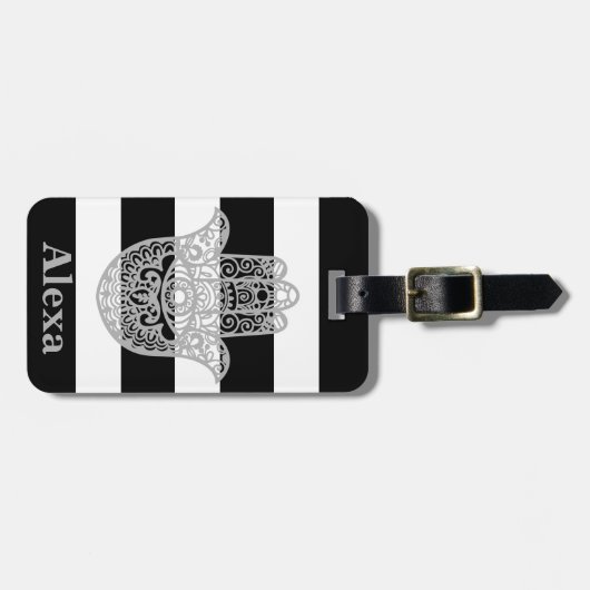 Aangepaste handstrepen voor Cute gelukshamsa Bagagelabel (Voorkant horizontaal)