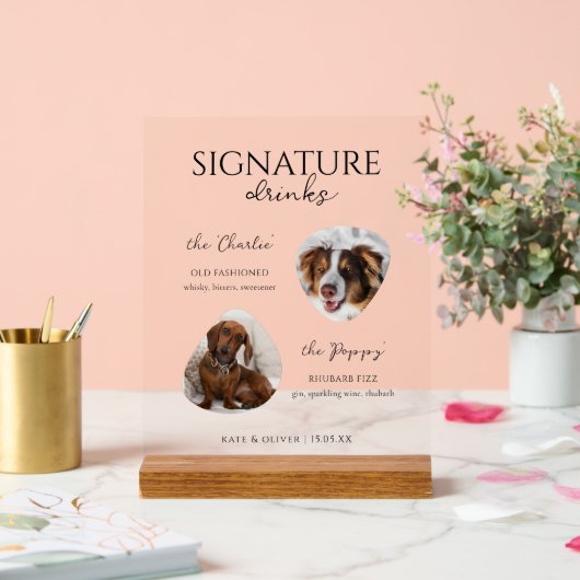 Aangepaste handtekening Drink borden met honden (Huwelijk)