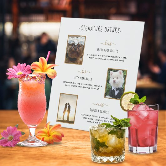 Aangepaste handtekening Drink foto's met gouden we Reclamebord Met Voetstuk