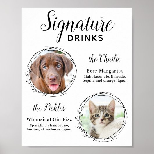 Aangepaste handtekening Drinken Dog Bar Pet Weddin Poster (Voorkant)
