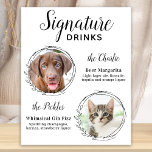 Aangepaste handtekening Drinken Dog Bar Pet Weddin Poster<br><div class="desc">Signature Cocktails van je huisdieren! Neem je beste hond, beste kat en elk huisdier mee op je bruiloft met zijn eigen drink bar voor je gasten. Perfect voor hondenliefhebbers, en een speciale hondenbar zal een hit zijn op je bruiloft. Eenvoudig maar elegant wit met zwarte schetseucalyptusbladeren. Pas dit trouwerijbord aan...</div>