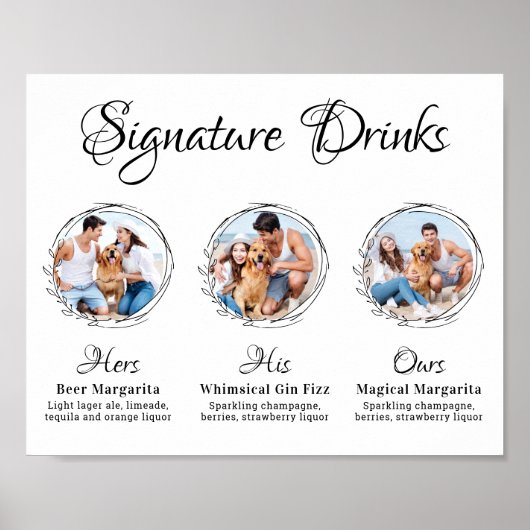 Aangepaste handtekening Drinken Elegant Dog Pet We Poster (Voorkant)