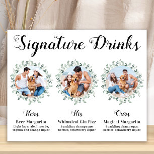 Aangepaste handtekening Drinken Elegant Pet Weddin Poster