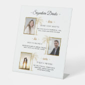 Aangepaste handtekening Drinken gouden palm bruilo Reclamebord Met Voetstuk (Voorkant)