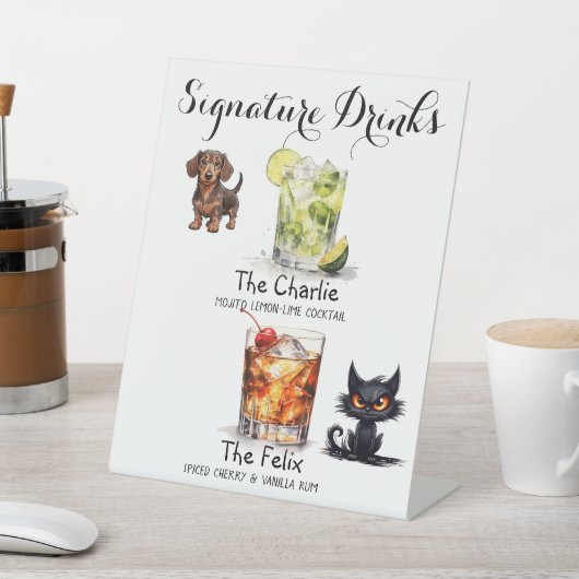 Aangepaste Handtekening Drinken Huisdieren Trouwba Reclamebord Met Voetstuk (Insitu)