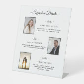 Aangepaste handtekening Drinken Zilveren bruiloft Reclamebord Met Voetstuk (Voorkant)