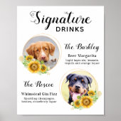 Aangepaste handtekening Drinken Zonnebloemen Pet W Poster (Voorkant)